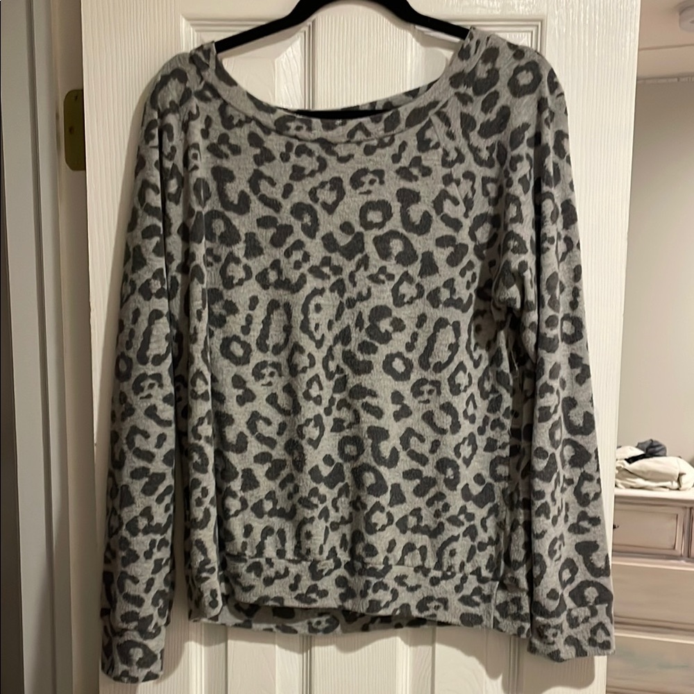 Gray Leopard Print Sweater